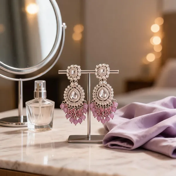 Silver_Brass_Purple_Beaded_Statement_Drop_Earrings_For_Women