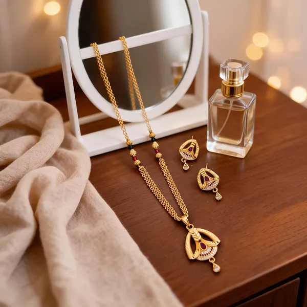 Gold_Brass_Ethnic_Stone_Accent_Necklace_And_Earrings_Set_For_Women