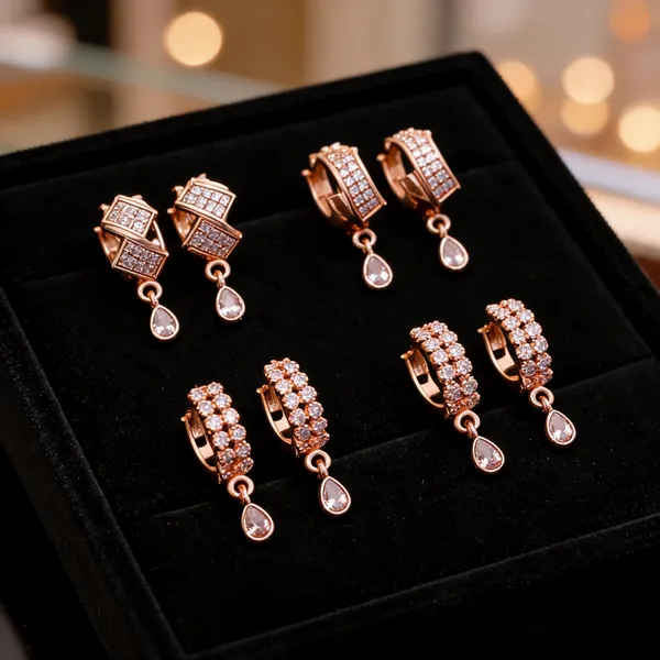 Rose_Gold_Brass_Crystal_Embellished_Hoop_Drop_Earrings_Set_For_Women