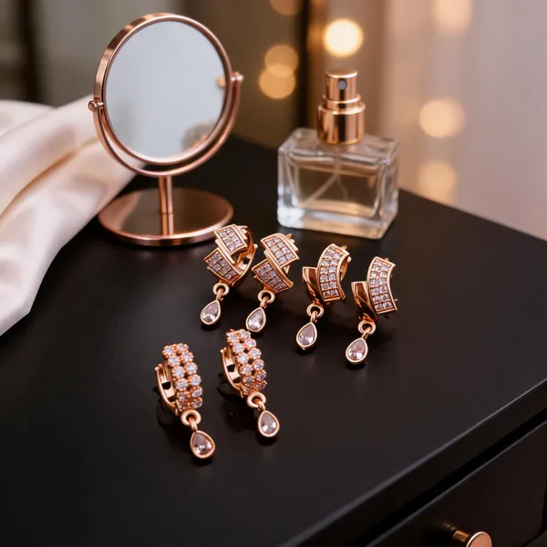 Rose_Gold_Brass_Crystal_Embellished_Hoop_Drop_Earrings_Set_For_Women