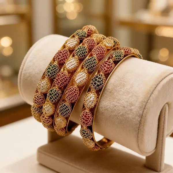 Multicolour_Brass_Textured_Woven_Bangle_Set