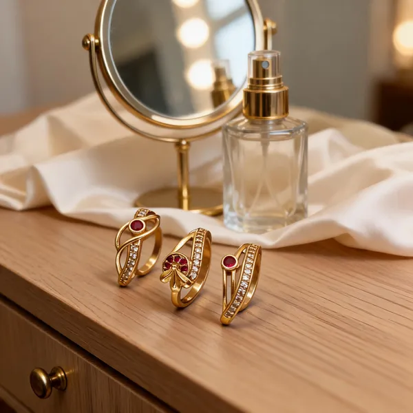 Gold_Brass_Ruby_And_Crystal_Ring_Set_For_Women