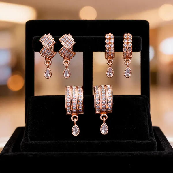 Rose_Gold_Brass_Zirconia_Stone_Hoop_Drop_Earrings_Set_For_Women
