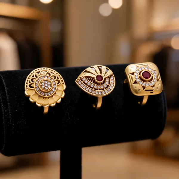 Gold_Brass_Red_Stone_Embellished_Ring_Set_For_Women