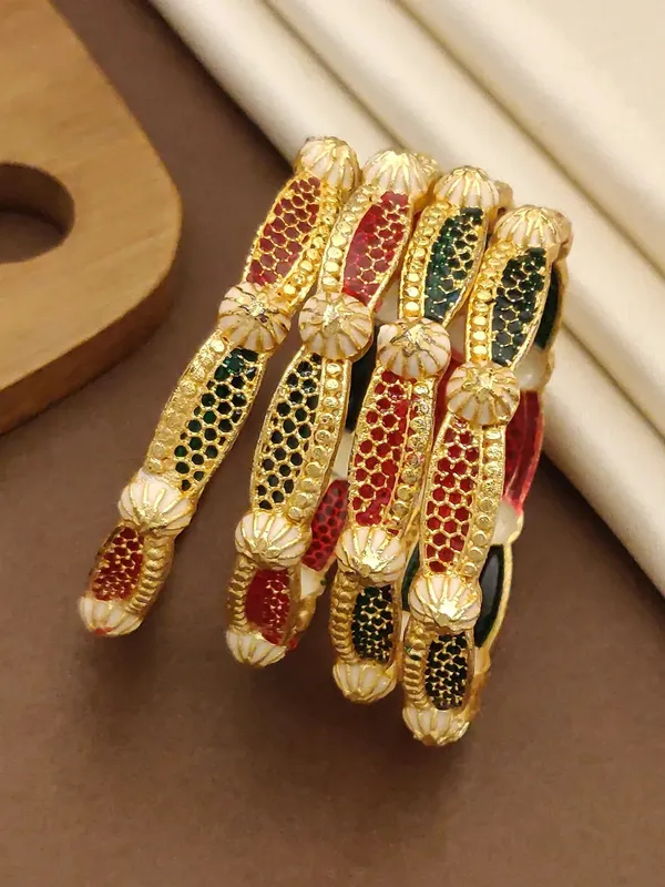 Gold_Tone_Multicolor_Enamel_Bangles_Set_for_Women