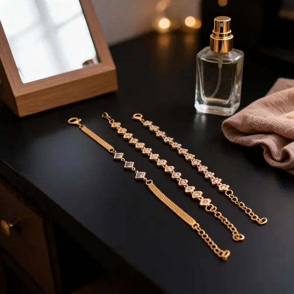 Gold_Brass_Floral_Geometric_Chain_Bracelet_Set_For_Women