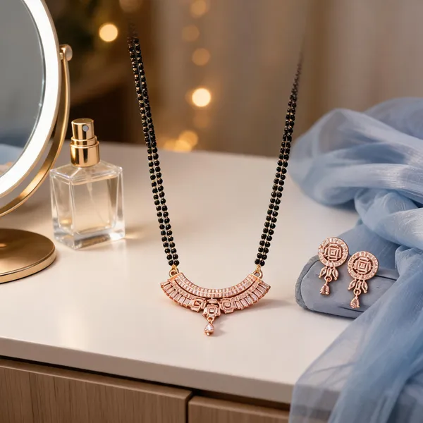 Rose_Gold_Brass_Black_Beaded_Mangalsutra_Necklace_Set_For_Women