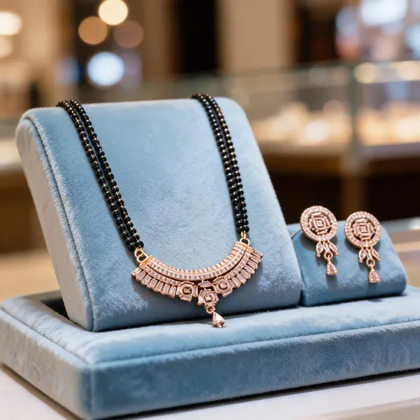 Rose_Gold_Brass_Black_Beaded_Mangalsutra_Necklace_Set_For_Women
