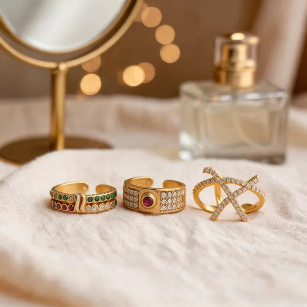 Gold_Brass_Multicolour_Stone_Open_Band_Ring_Set_For_Women