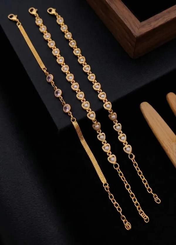 Gold_Tone_Heart_Accent_Bracelet_Set_for_Women