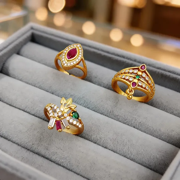 Gold_Brass_Red_Green_Stone_Studded_Ring_Set_For_Women