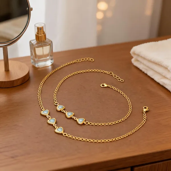 Gold_Brass_Blue_Heart_Stone_Necklace_Bracelet_Set_For_Women