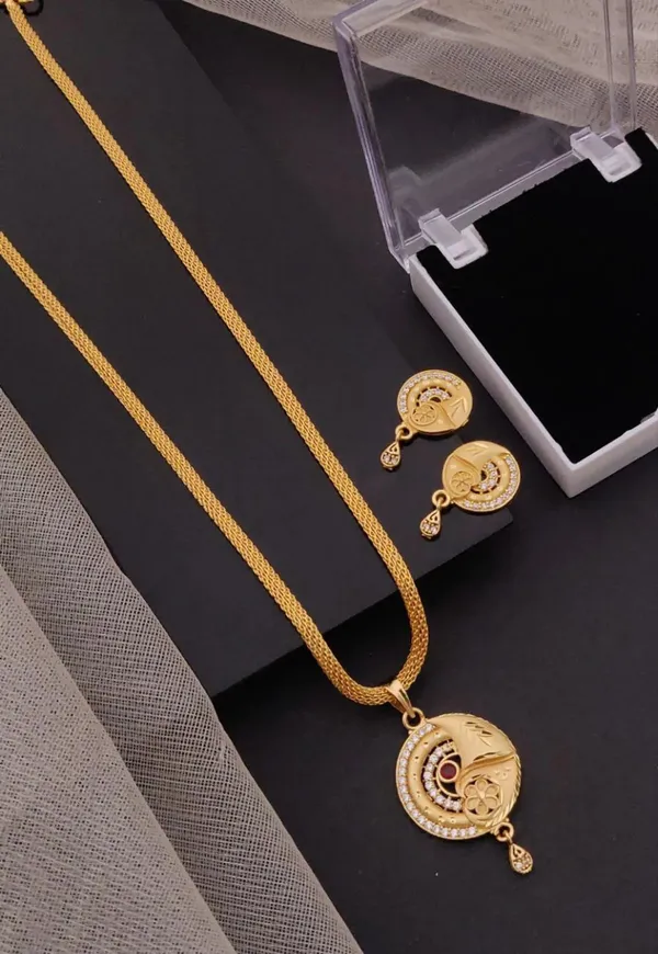Gold-Tone_Pendant_Necklace_And_Earrings_Set_for_Women