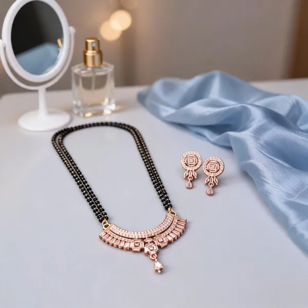 Rose_Gold_Brass_Black_Beaded_Mangalsutra_Necklace_Set_For_Women
