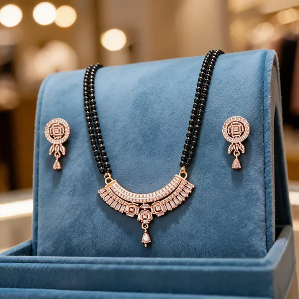 Rose_Gold_Brass_Black_Beaded_Mangalsutra_Necklace_Set_For_Women