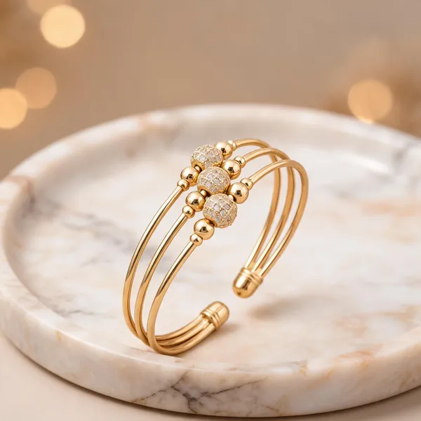 Gold_Brass_Beaded_Open_Cuff_Bracelet_For_Women