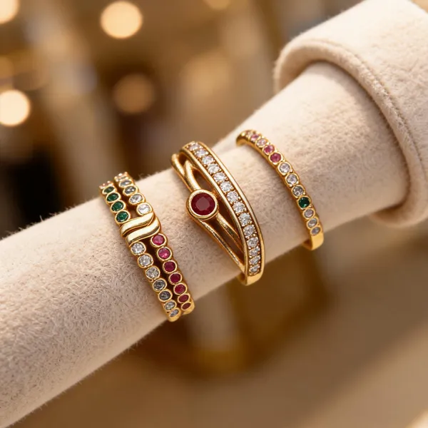 Gold_Brass_Multicolour_Stone_Ring_Set_For_Women
