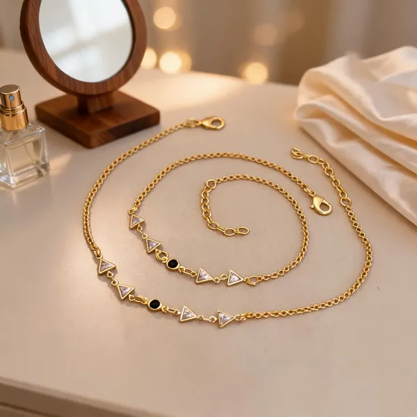 Gold_Brass_Geometric_Triangle_Chain_Necklace_Set_For_Women