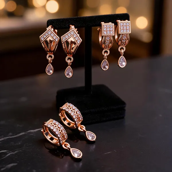 Rose_Gold_Brass_Stone_Embellished_Hoop_Drop_Earrings_For_Women