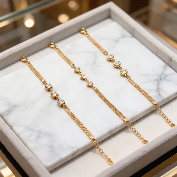 Gold_Brass_Geometric_Link_Chain_Bracelet_Set_For_Women