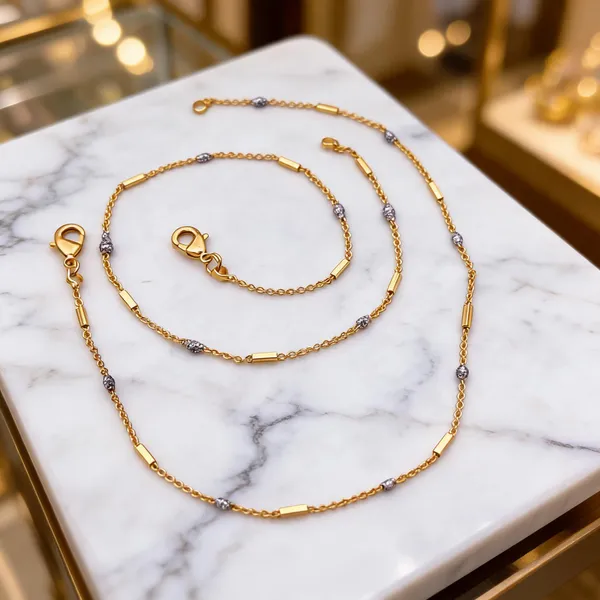 Gold_Brass_Chain_Necklace_Bracelet_Set_For_Women