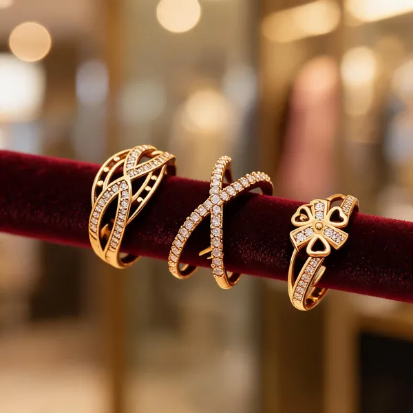Gold_Brass_Rhinestone_Floral_Ring_Set_For_Women