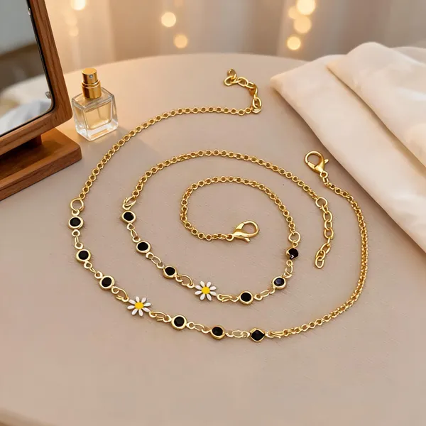 Gold_Brass_Black_Stone_Floral_Necklace_Bracelet_Set_For_Women