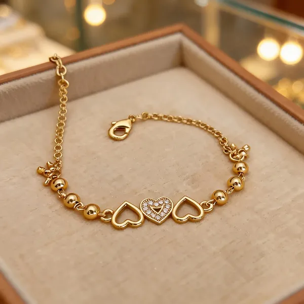 Gold_Brass_Heart_Charm_Stone_Accent_Bracelet_For_Women