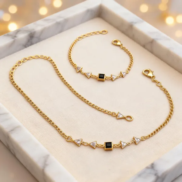 Gold_Brass_Geometric_Triangle_Necklace_Bracelet_Set_For_Women