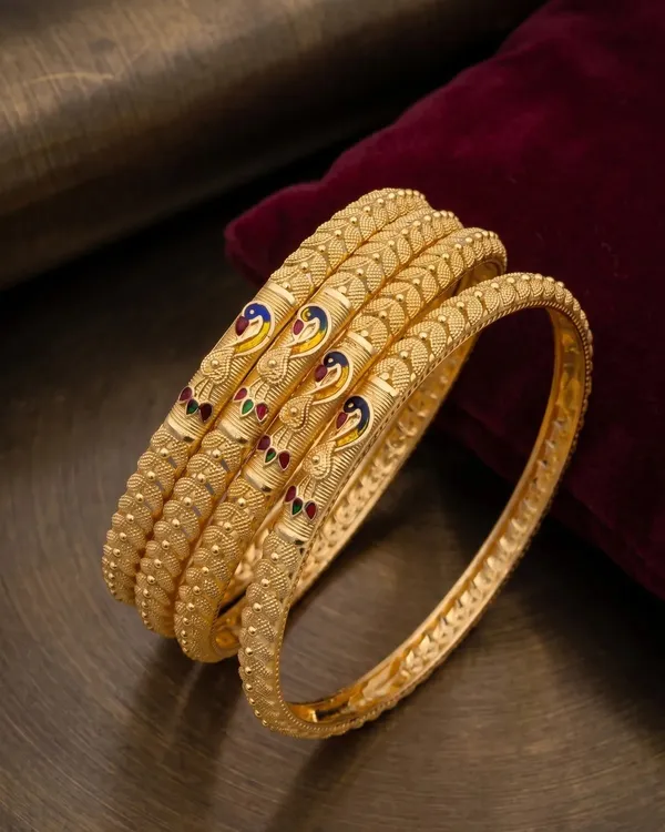 Gold_Tone_Peacock_Motif_Bangle_Set_for_Women