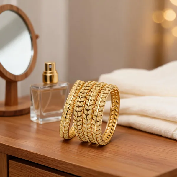 Gold_Brass_Patterned_Textured_Bangle_Set