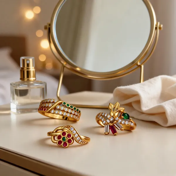 Gold_Brass_Multicolour_Stone_Studded_Ring_Set_For_Women