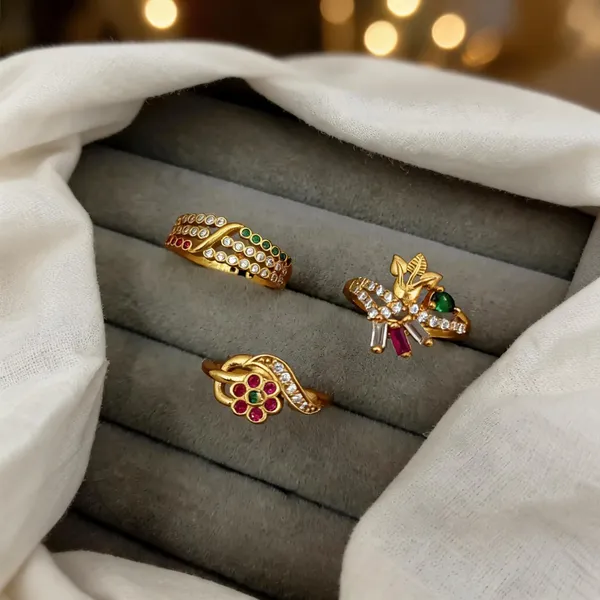 Gold_Brass_Multicolour_Stone_Studded_Ring_Set_For_Women