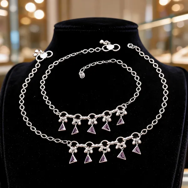Silver_Brass_Triangle_Charm_Anklets_For_Women