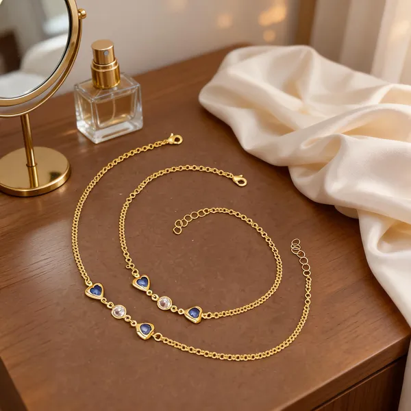 Gold_Brass_Blue_Heart_Charm_Anklet_For_Women