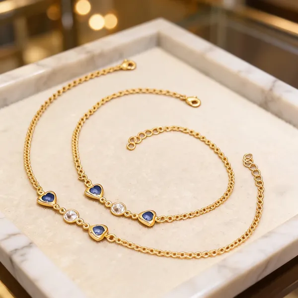 Gold_Brass_Blue_Heart_Charm_Anklet_For_Women