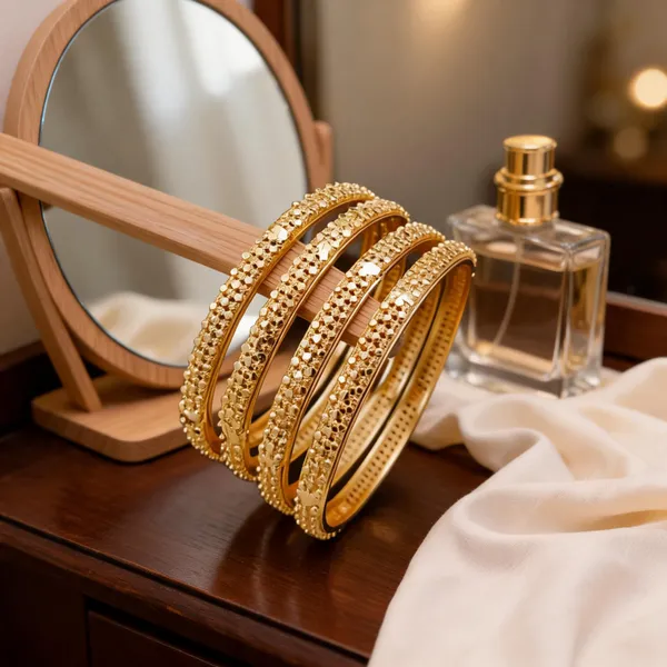 Gold_Brass_Textured_Ornate_Traditional_Bangle_Set_For_Women