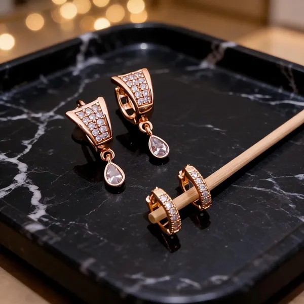 Rose_Gold_Brass_Crystal_Drop_And_Huggie_Hoop_Earrings_Set_For_Women