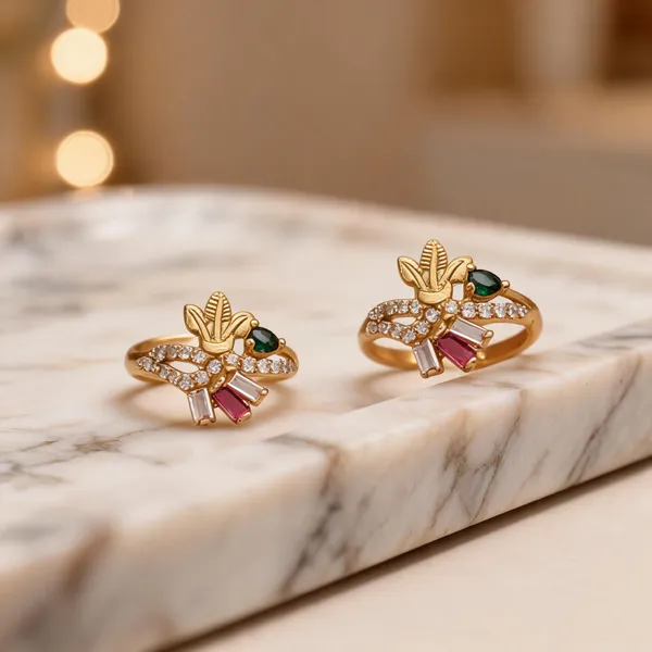 Gold_Brass_Multicolour_Butterfly_Stone_Ring_Set_For_Women