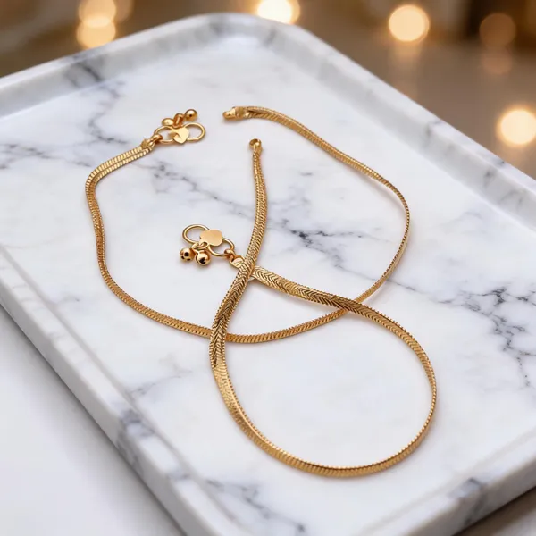 Gold_Tone_Brass_Chain_Necklace_And_Earrings_Set_For_Women