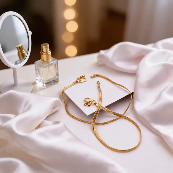 Gold_Tone_Brass_Chain_Necklace_And_Earrings_Set_For_Women