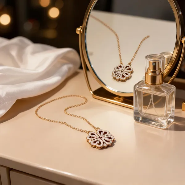 Gold_Brass_Four_Leaf_Clover_Pendant_Necklace_For_Women