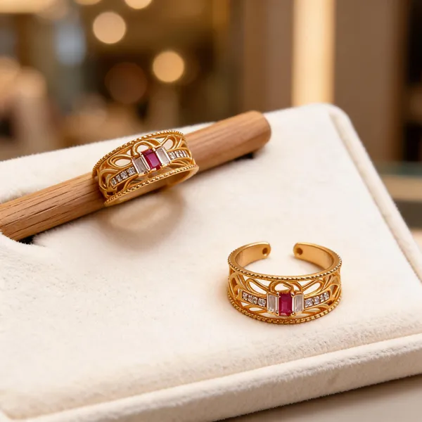 Gold_Brass_Pink_Stone_Studded_Ring_Set_For_Women