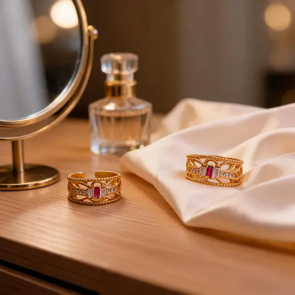 Gold_Brass_Pink_Stone_Studded_Ring_Set_For_Women