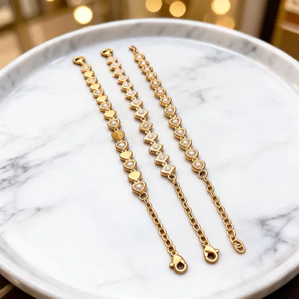 Gold_Brass_Heart_Charm_Chain_Bracelet_Set_For_Women