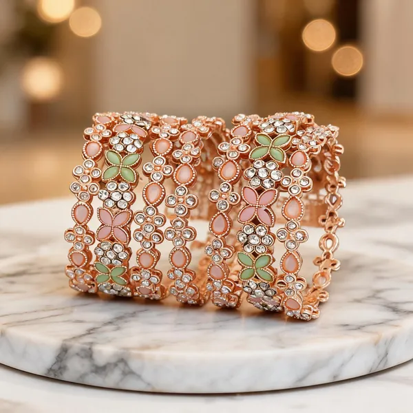 Rose_Gold_Brass_Floral_Stone_Bangle_Set