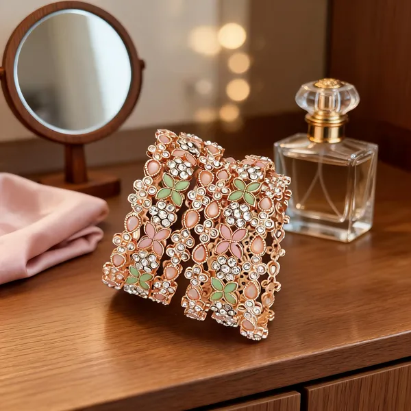 Rose_Gold_Brass_Floral_Stone_Bangle_Set