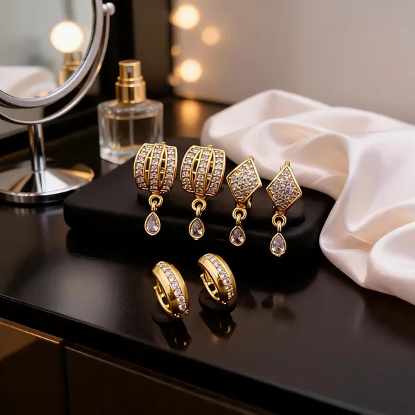 Gold_Brass_Cubic_Zirconia_Hoop_And_Drop_Earrings_Set_For_Women