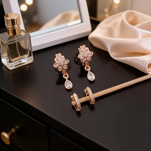 Rose_Gold_Brass_Floral_Drop_And_Hoop_Earrings_Set_For_Women