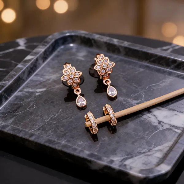 Rose_Gold_Brass_Floral_Drop_And_Hoop_Earrings_Set_For_Women